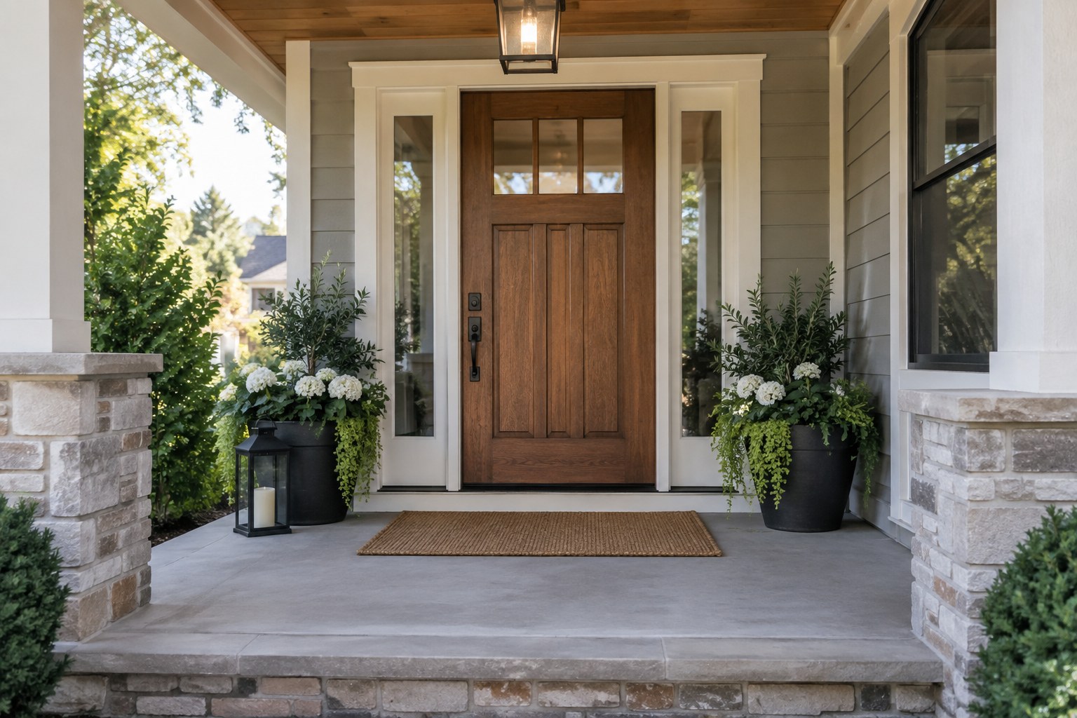 A central Indiana entryway with a wood front door